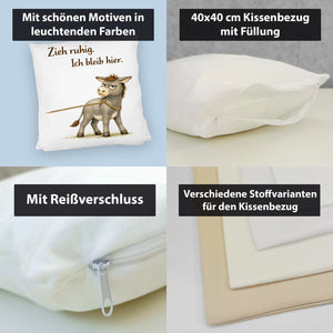 Eddi Esel Zieh ruhig Ich bleib hier Kissen für Eselfans