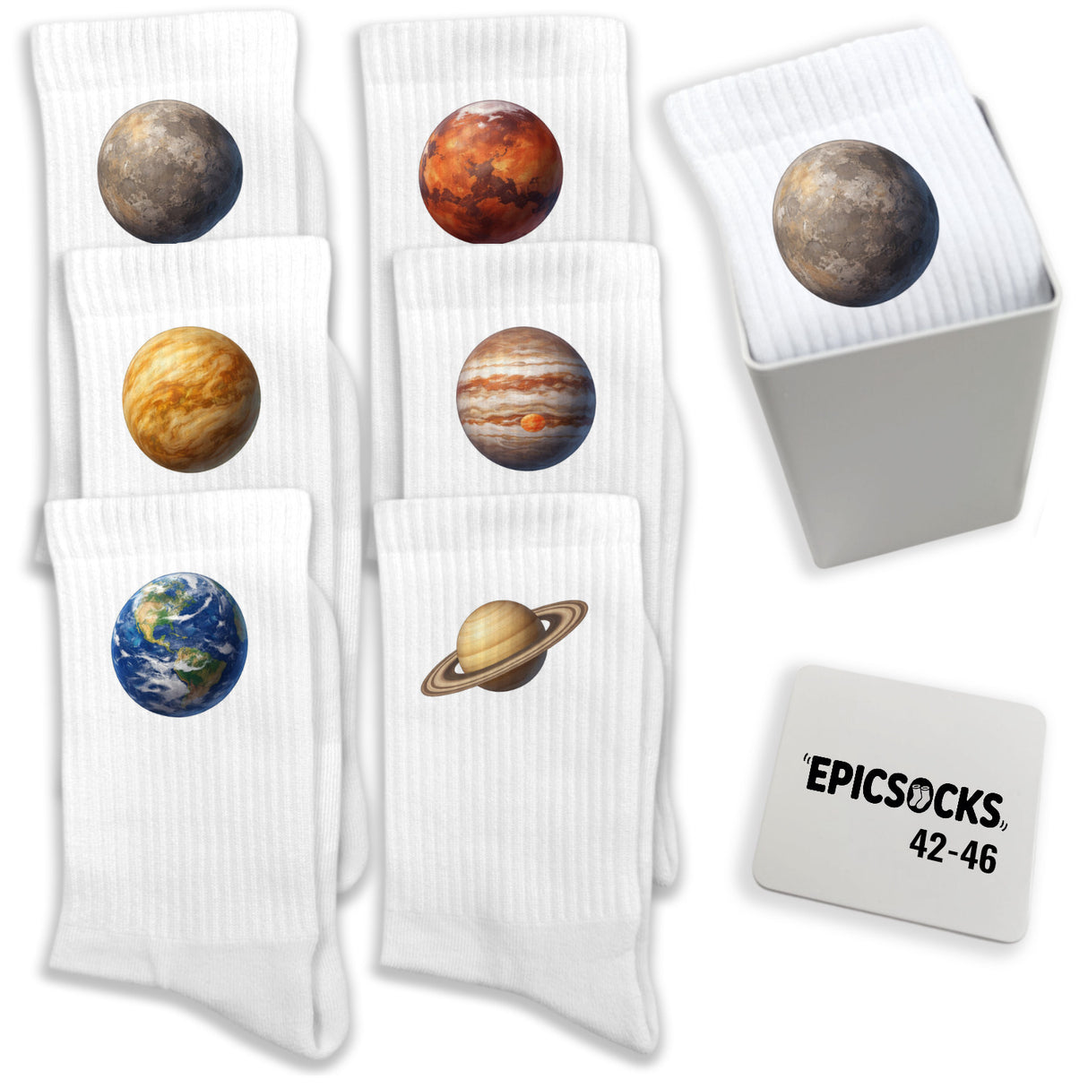 epicsocks Planeten Zauber Socken in 37-41 im 6er Set in Geschenkdose im 6er Set in Geschenkbox