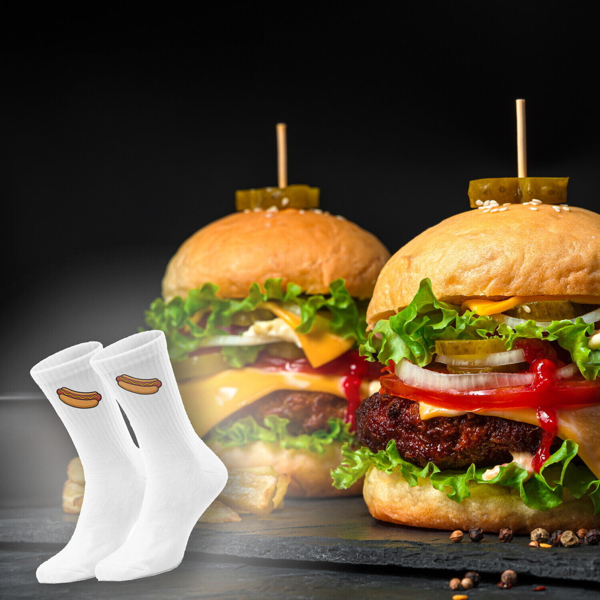 epicsocks Fast Food Fun Hotdog Socken in 37-41 im Paar
