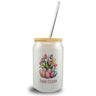 Tulpen und Ostereier Frohe Ostern Trinkglas mit Bambusdeckel