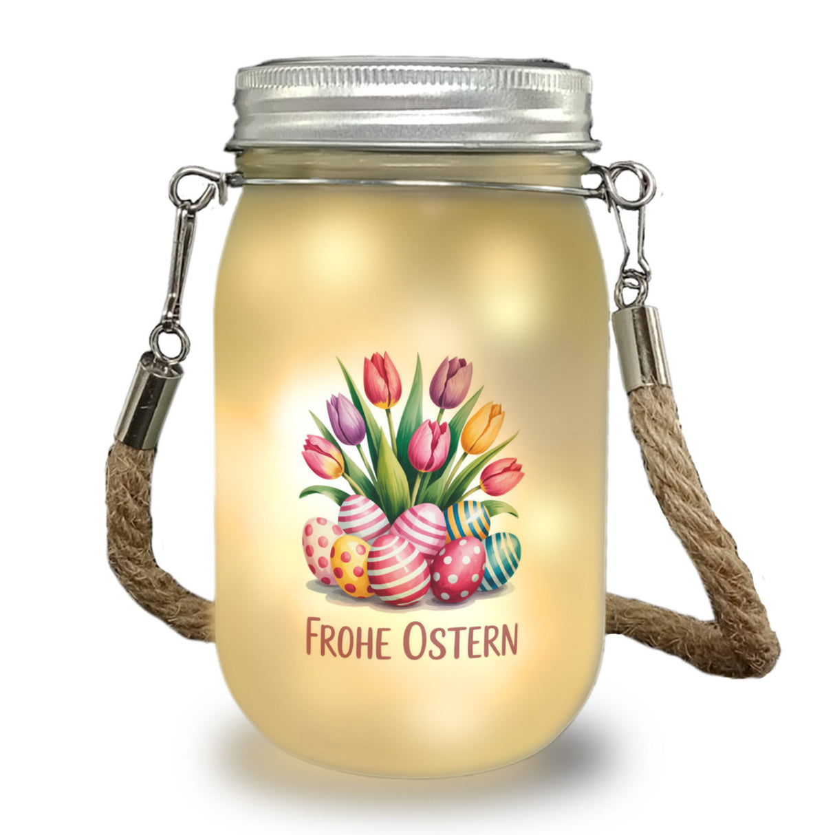 Tulpen und Ostereier Frohe Ostern Solarlicht