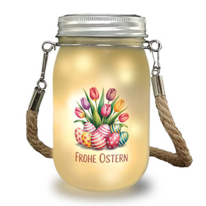 Tulpen und Ostereier Frohe Ostern Solarlicht