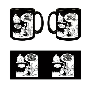 Osterhasen Tasse in Schwarz mit Spruch: Eier abholen, Hasen nerven gewaltig.