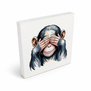 Die drei Affen nichts sehen Holzbild in 10x10 cm zum Stellen oder Aufhängen