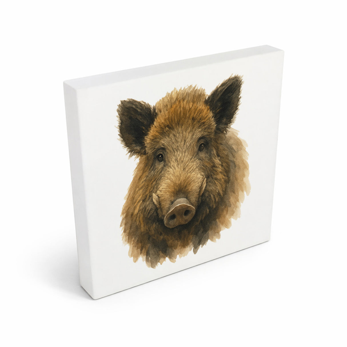 Wildes Herz Wildschweinkopf Holzbild in 10x10 cm zum Stellen oder Aufhängen