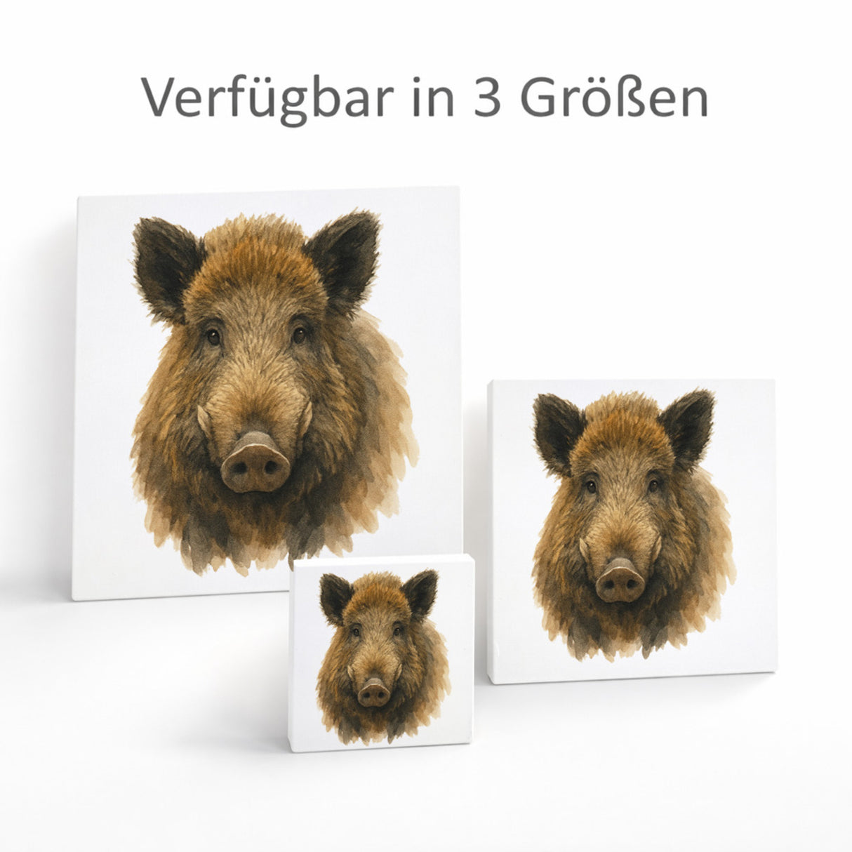 Wildes Herz Wildschweinkopf Holzbild in 10x10 cm zum Stellen oder Aufhängen