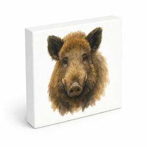 Wildes Herz Wildschweinkopf Holzbild in 10x10 cm zum Stellen oder Aufhängen