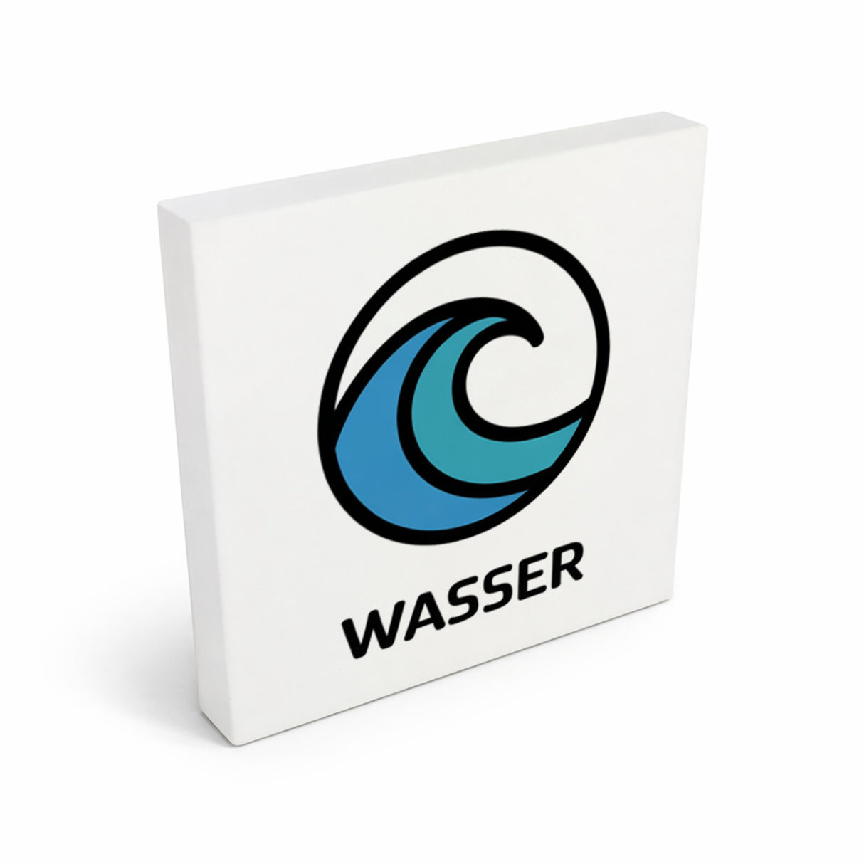 Natur Energie Wasserwelle Holzbild in 10x10 cm zum Stellen oder Aufhängen
