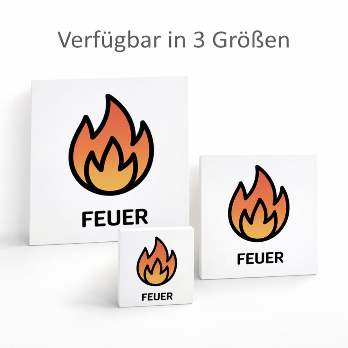 Natur Energie Feuerflamme Holzbild in 10x10 cm zum Stellen oder Aufhängen