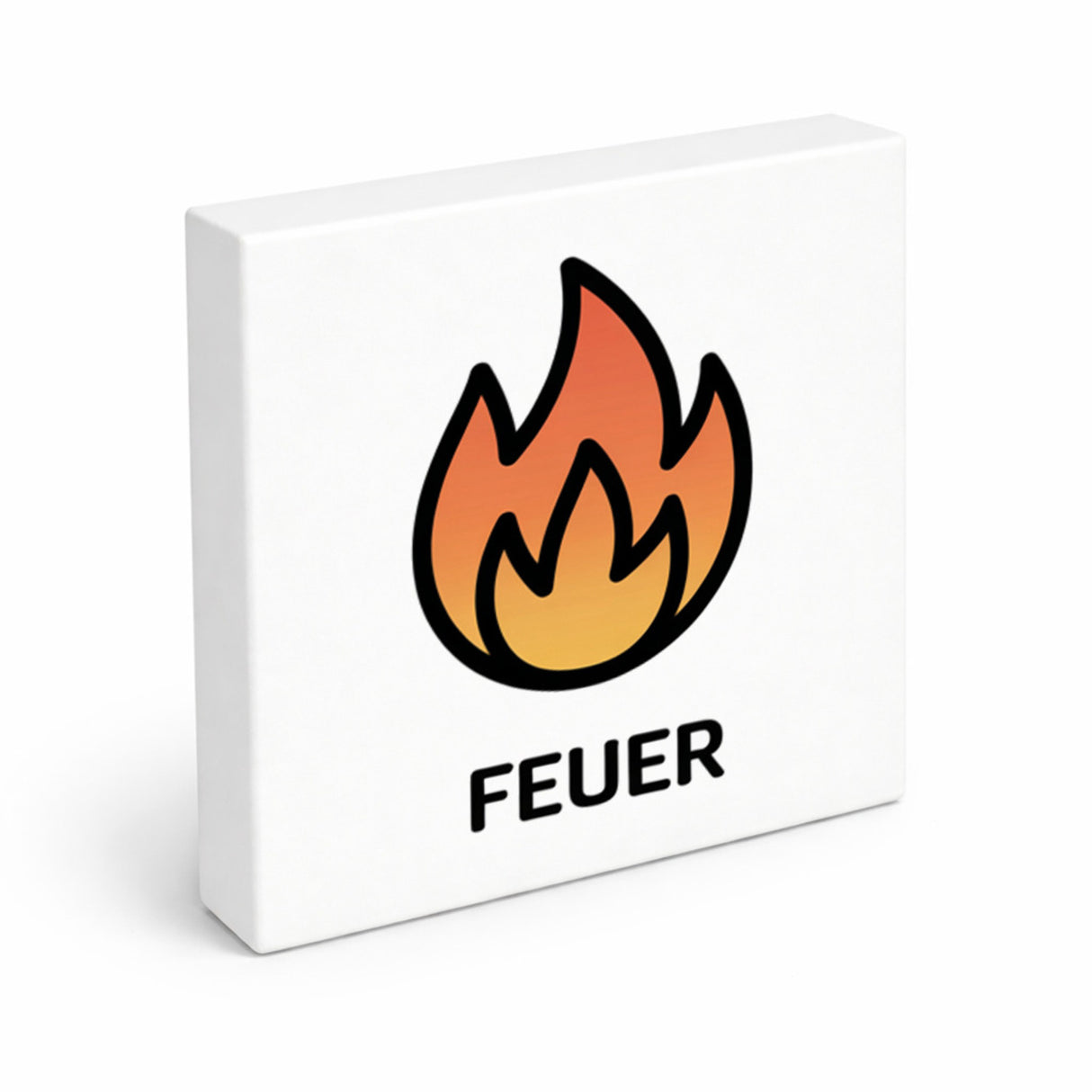 Natur Energie Feuerflamme Holzbild in 10x10 cm zum Stellen oder Aufhängen