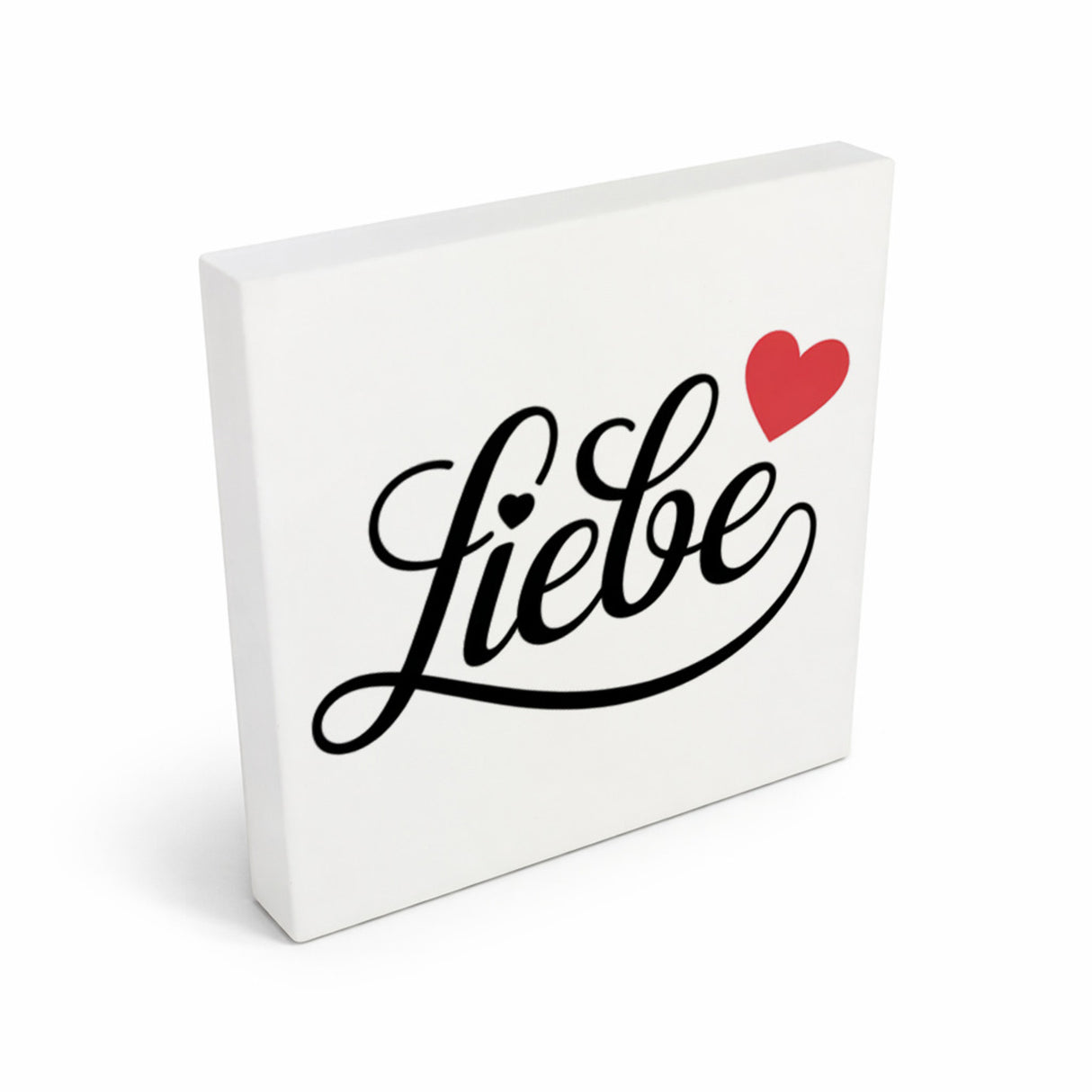 Lebensfreude Liebe Holzbild in 10x10 cm zum Stellen oder Aufhängen