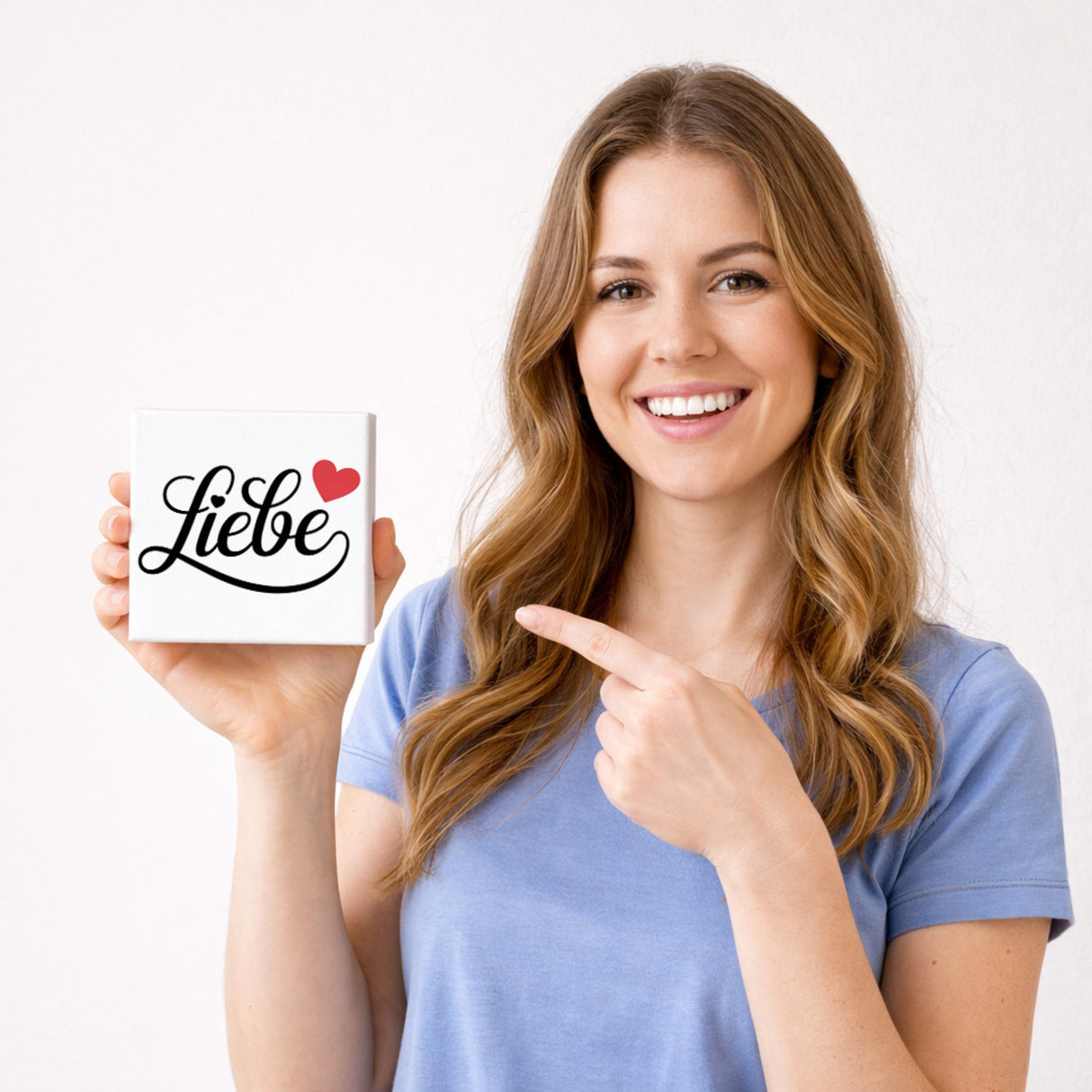 Lebensfreude Liebe Holzbild in 10x10 cm zum Stellen oder Aufhängen
