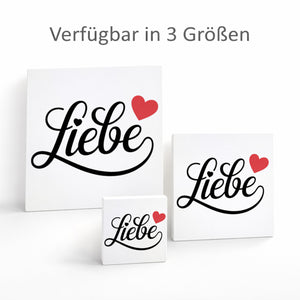 Lebensfreude Liebe Holzbild in 10x10 cm zum Stellen oder Aufhängen