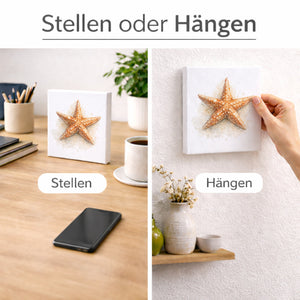 Küstenklänge Seestern Holzbild in 10x10 cm zum Stellen oder Aufhängen