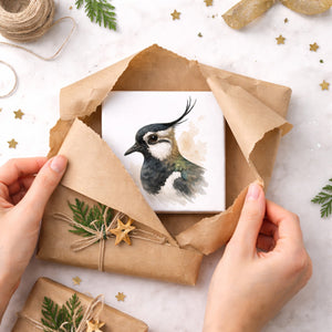 Vogelparade Kiebitz Porträt Holzbild in 10x10 cm zum Stellen oder Aufhängen