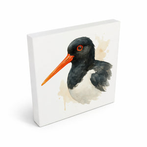 Vogelparade Austernfischer Aquarell Holzbild in 10x10 cm zum Stellen oder Aufhängen