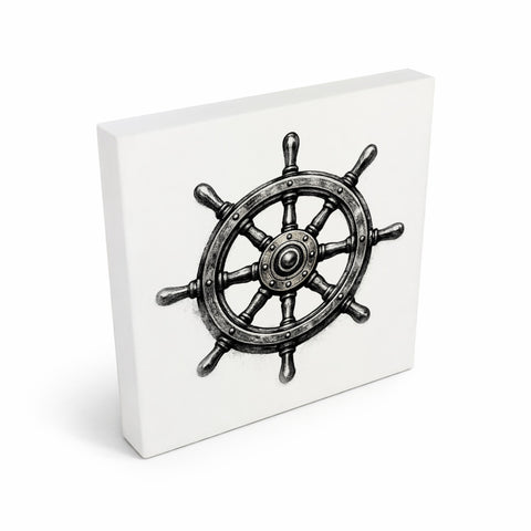 See Geflüster Schiffssteuerrad Holzbild in 10x10 cm zum Stellen oder Aufhängen