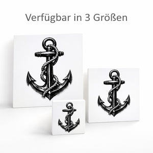 See Geflüster Anker mit Seil Holzbild in 10x10 cm zum Stellen oder Aufhängen
