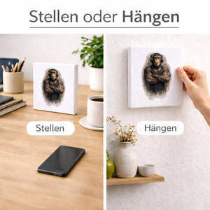 Drei coole Affen nichts hören Holzbild in 10x10 cm zum Stellen oder Aufhängen