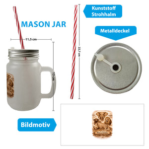 Big 5 Afrika Trinkglas mit Bambusdeckel mit Tiermotiven