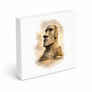 Moai Osterinsel Steinfigur 3 Holzbild in 10x10 cm zum Stellen oder Aufhängen