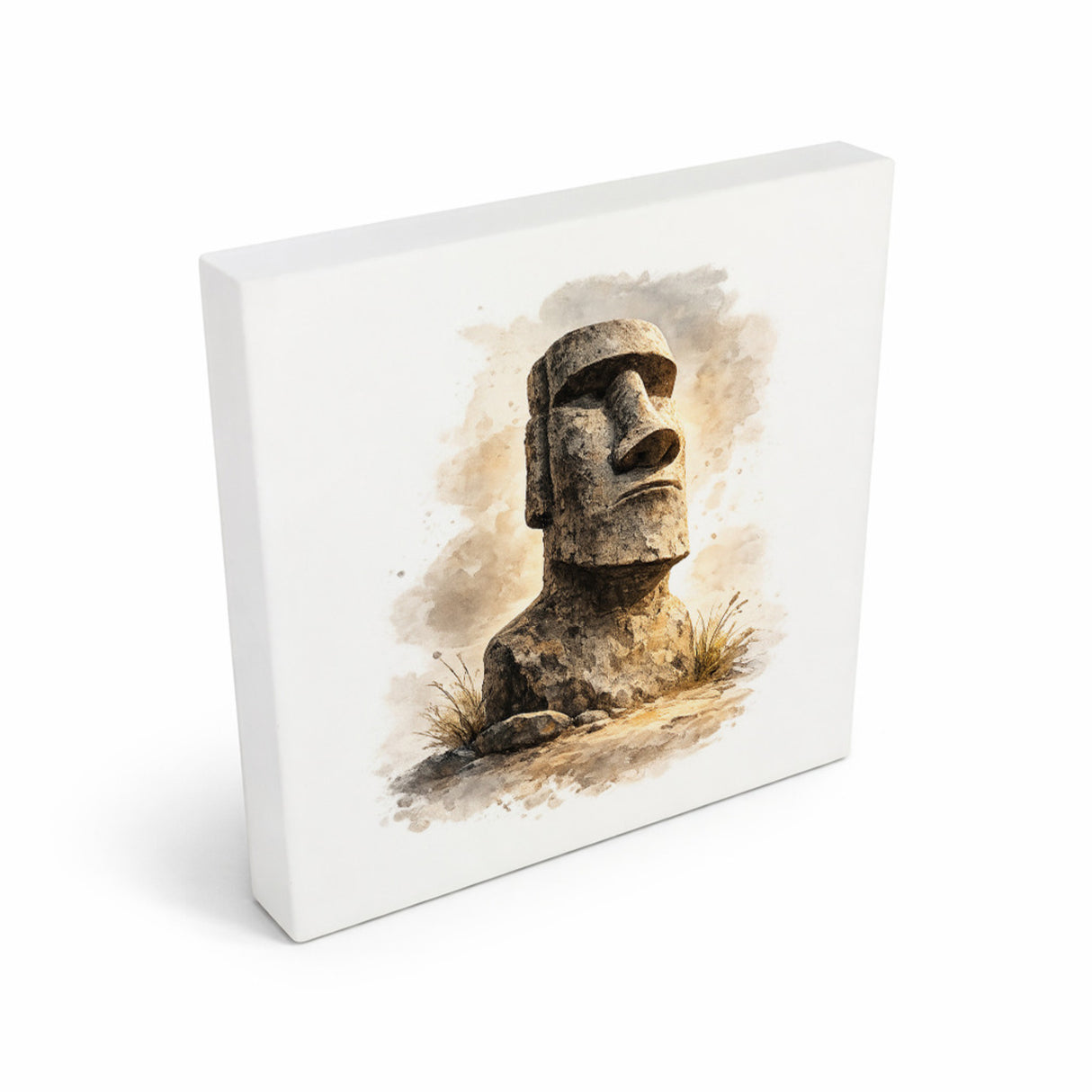 Moai Osterinsel Steinfigur 1 Holzbild in 10x10 cm zum Stellen oder Aufhängen