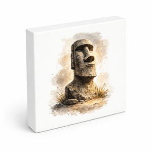 Moai Osterinsel Steinfigur 1 Holzbild in 10x10 cm zum Stellen oder Aufhängen