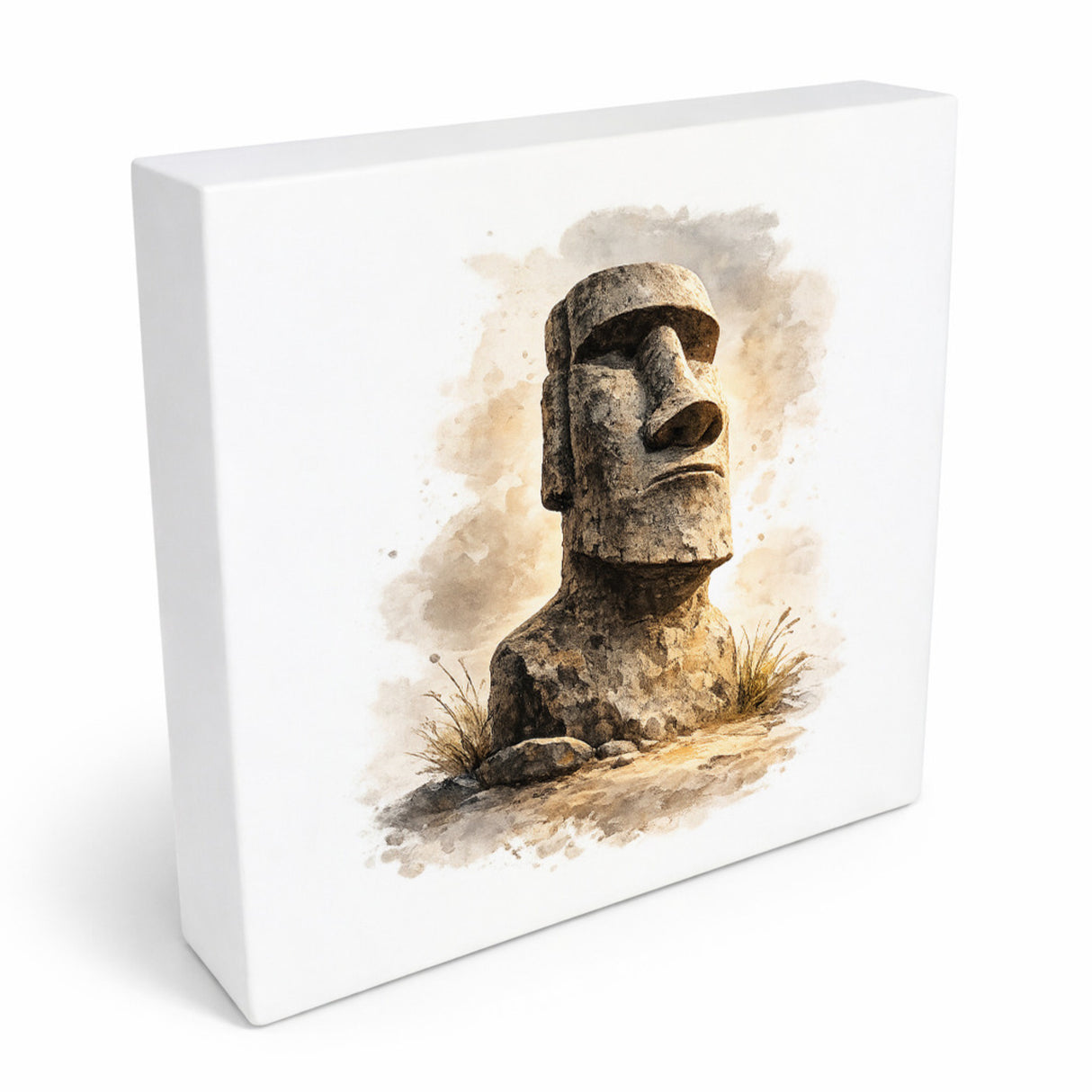 Moai Osterinsel Steinfigur 1 Holzbild in 10x10 cm zum Stellen oder Aufhängen