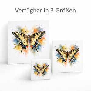 Schmetterlingszauber Schwalbenschwanz Holzbild in 10x10 cm zum Stellen oder Aufhängen