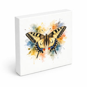 Schmetterlingszauber Schwalbenschwanz Holzbild in 10x10 cm zum Stellen oder Aufhängen