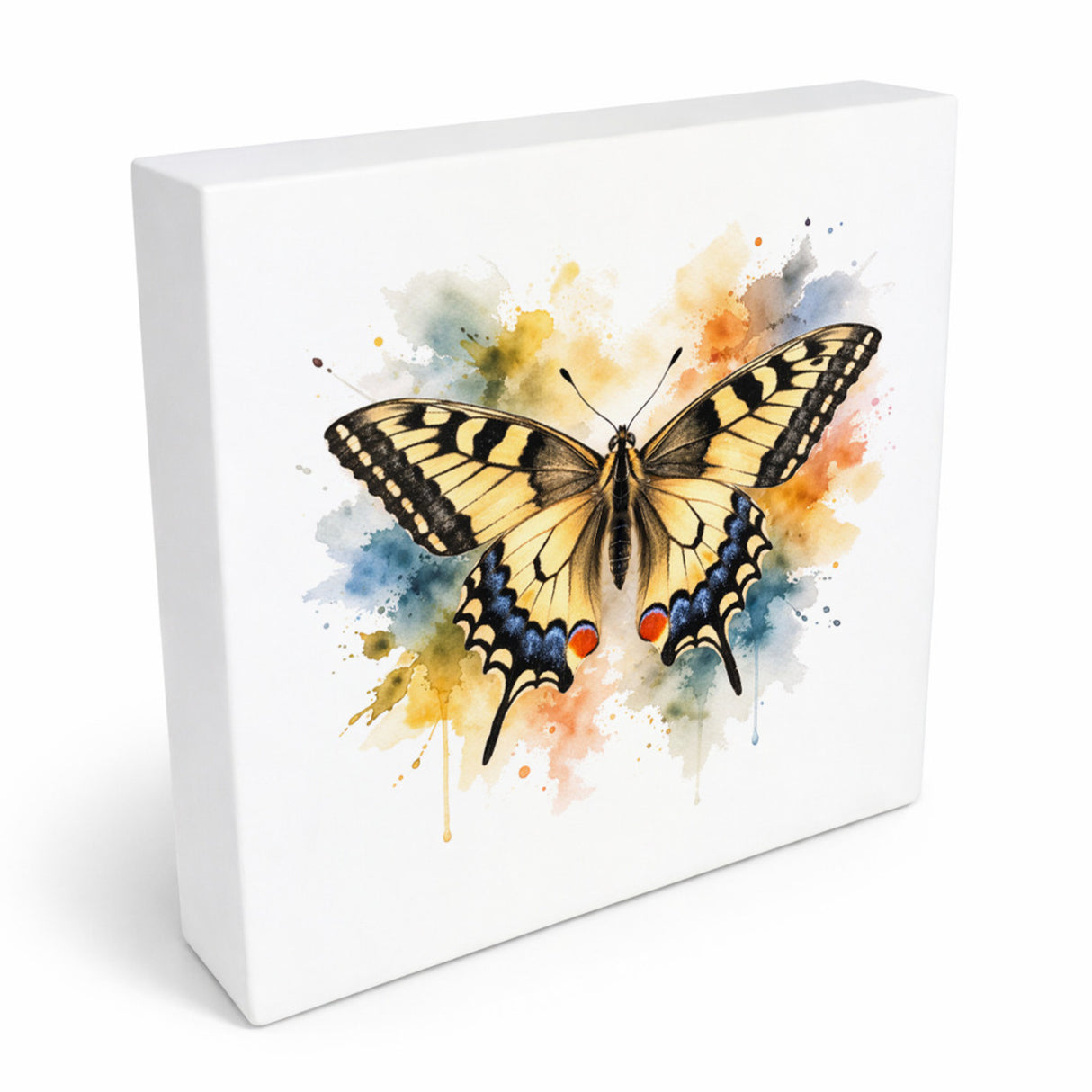 Schmetterlingszauber Schwalbenschwanz Holzbild in 10x10 cm zum Stellen oder Aufhängen
