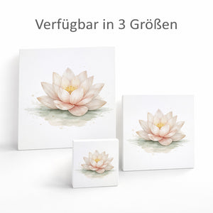 Ruhe Quelle Lotusblüte Holzbild in 10x10 cm zum Stellen oder Aufhängen
