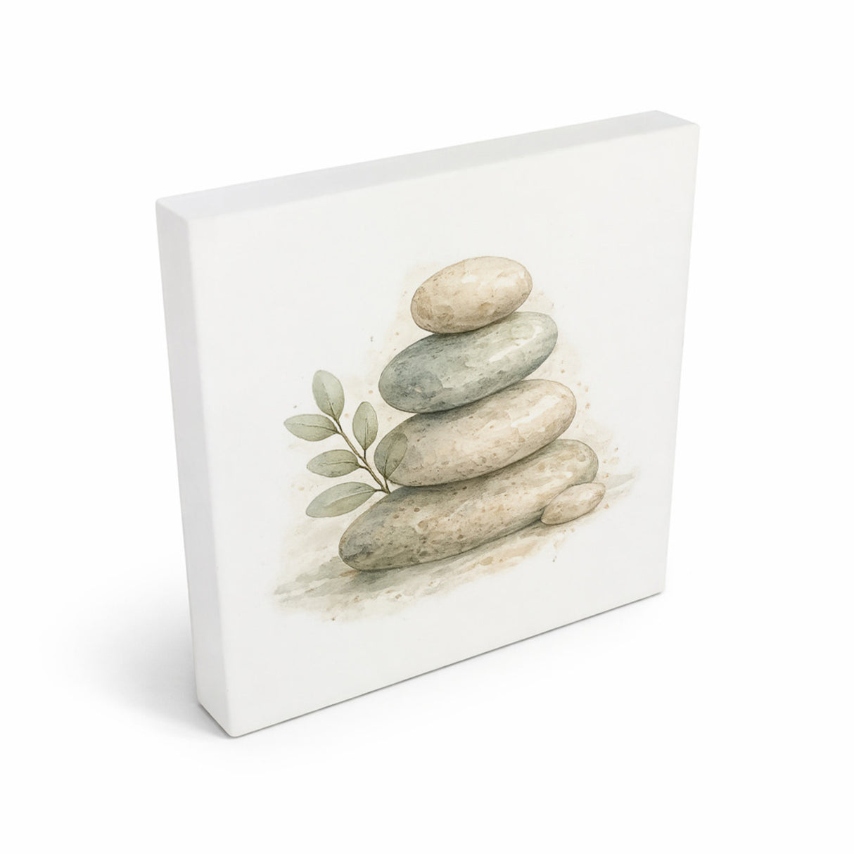 Ruhe Quelle Steinturm Zen Holzbild in 10x10 cm zum Stellen oder Aufhängen