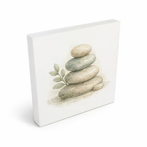 Ruhe Quelle Steinturm Zen Holzbild in 10x10 cm zum Stellen oder Aufhängen