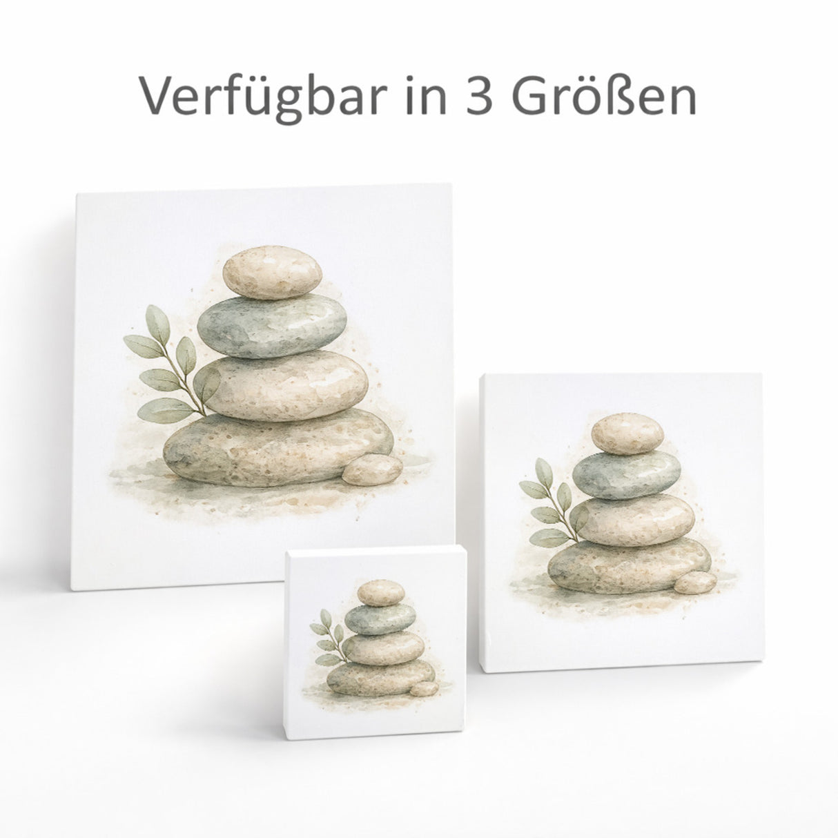 Ruhe Quelle Steinturm Zen Holzbild in 10x10 cm zum Stellen oder Aufhängen