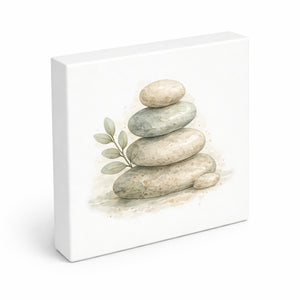 Ruhe Quelle Steinturm Zen Holzbild in 10x10 cm zum Stellen oder Aufhängen