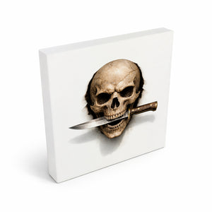Klingenschädel Totenkopf 3 Holzbild in 10x10 cm zum Stellen oder Aufhängen