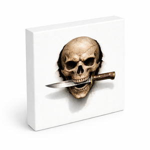 Klingenschädel Totenkopf 3 Holzbild in 10x10 cm zum Stellen oder Aufhängen