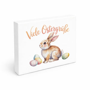 Osterhase Aquarell Holzbild in 20x15 cm zum Stellen oder Aufhängen Viele Ostergrüße