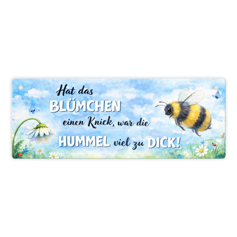 Hummel zu dick Gänseblümchen Aquarell Metallschild mit Spruch