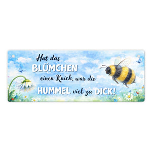 Hummel zu dick Gänseblümchen Aquarell Metallschild mit Spruch