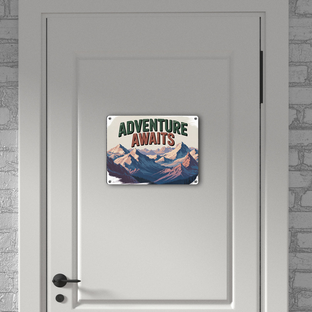 Adventure Awaits Bergpanorama Metallschild in 15x20 cm