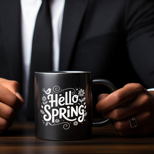 Hello spring Tasse Frühlingsmotiv Vintage Design