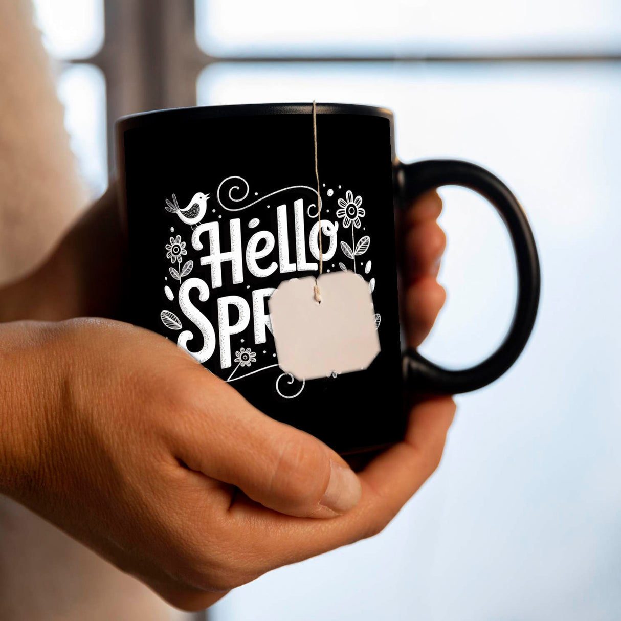 Hello spring Tasse Frühlingsmotiv Vintage Design
