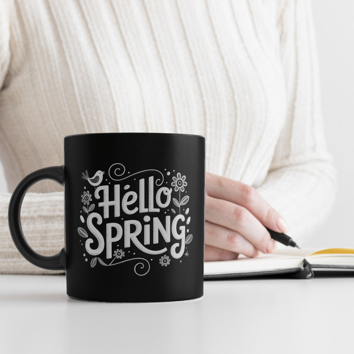 Hello spring Tasse Frühlingsmotiv Vintage Design