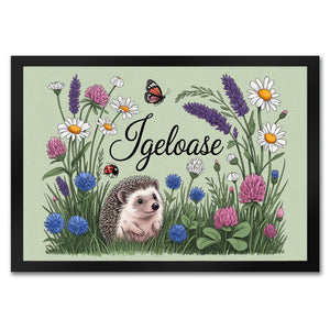 Igel auf Wildblumen Igeloase Fußmatte in 35x50 cm Gartendeko