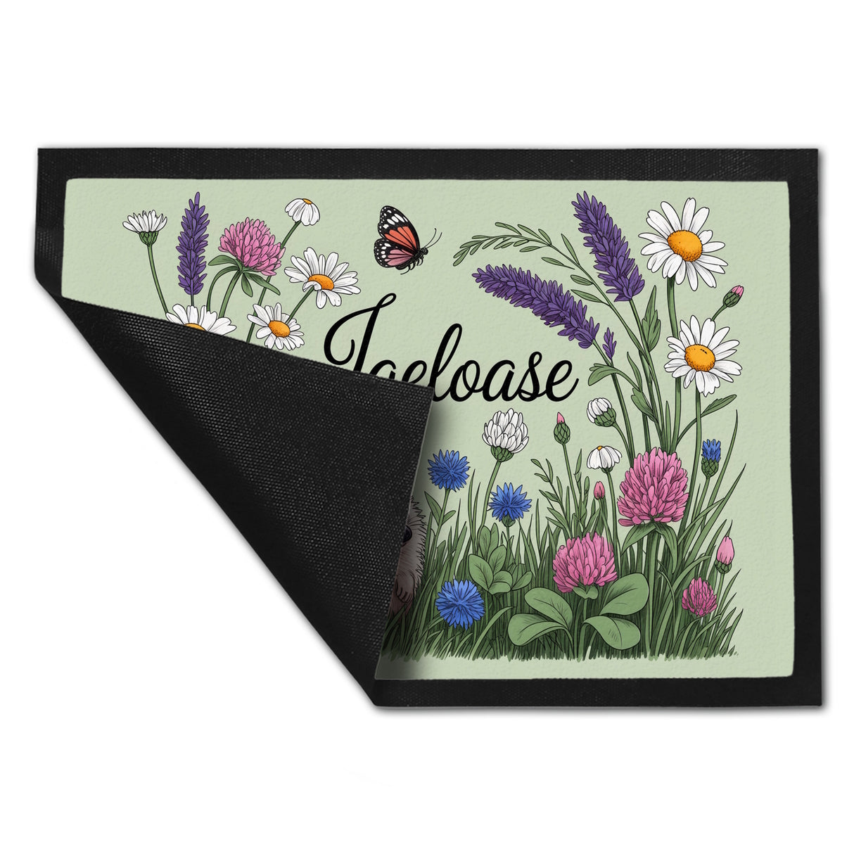 Igel auf Wildblumen Igeloase Fußmatte in 35x50 cm Gartendeko