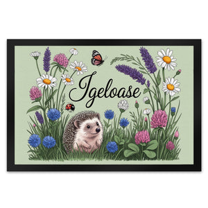 Igel auf Wildblumen Igeloase Fußmatte in 35x50 cm Gartendeko