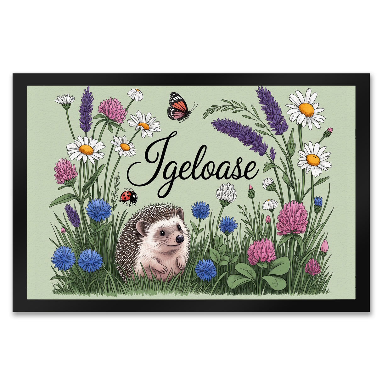 Igel auf Wildblumen Igeloase Fußmatte in 35x50 cm Gartendeko