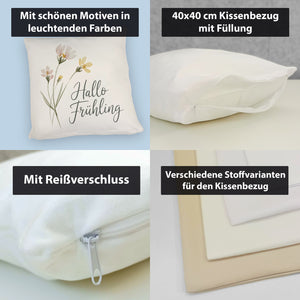 Aquarellblumen Hallo Frühling Kissen für Dekofans